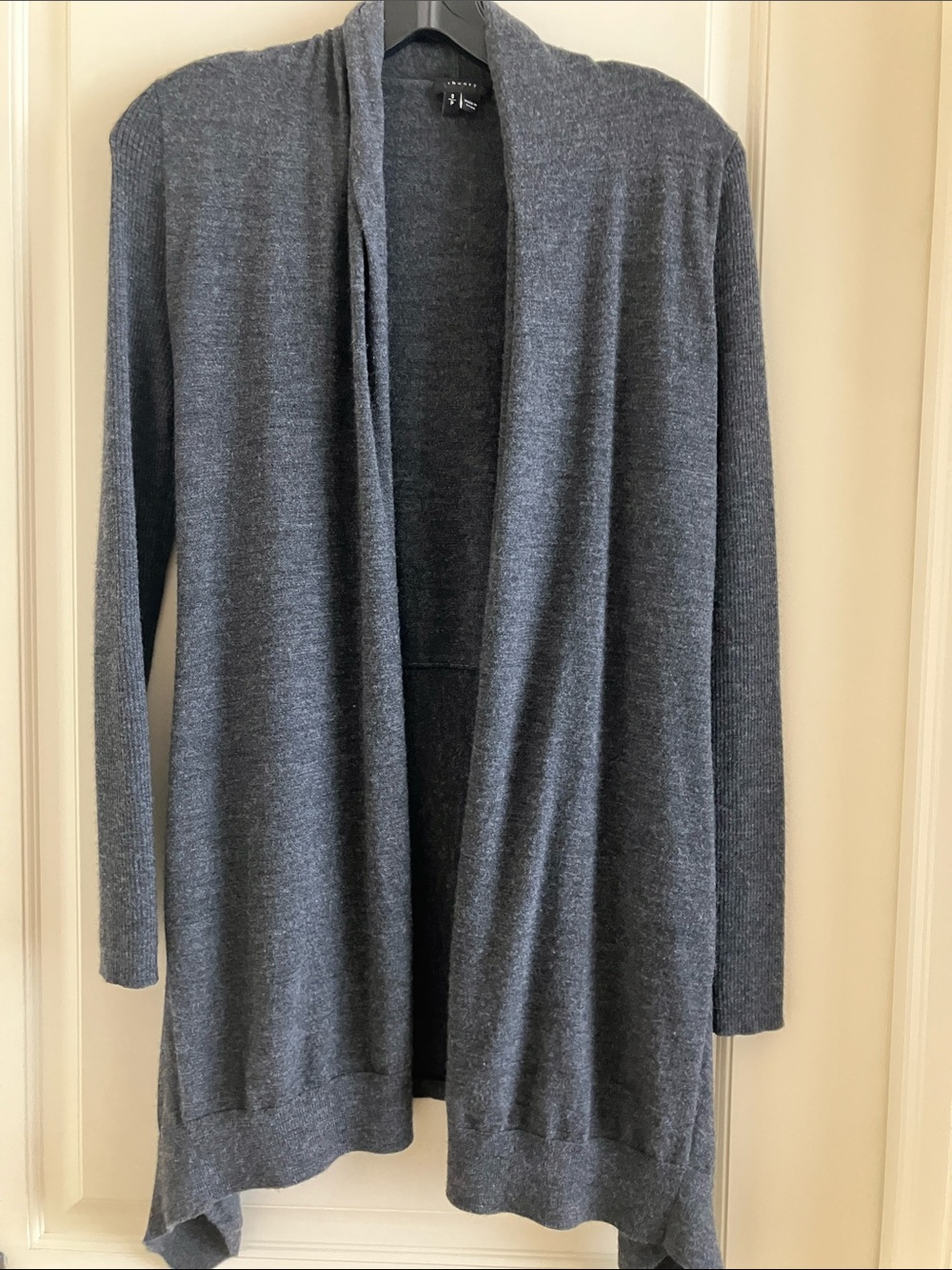Theory Gray Open-Front Long Cardigan